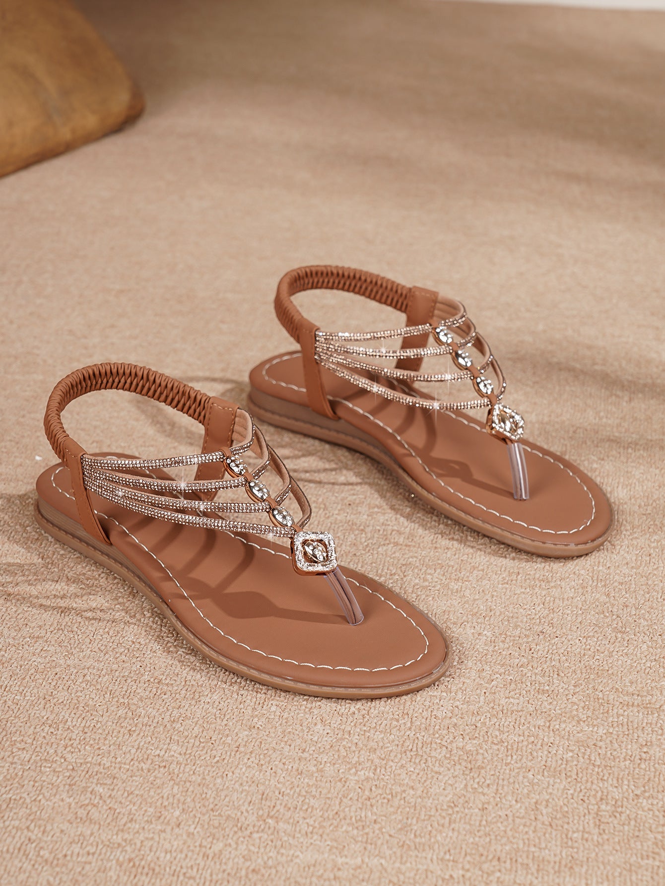 Sandales Rétro Strass – Style Européen & Américain