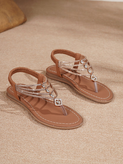 Sandales Rétro Strass – Style Européen & Américain