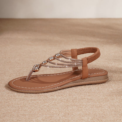 Sandales Rétro Strass – Style Européen & Américain